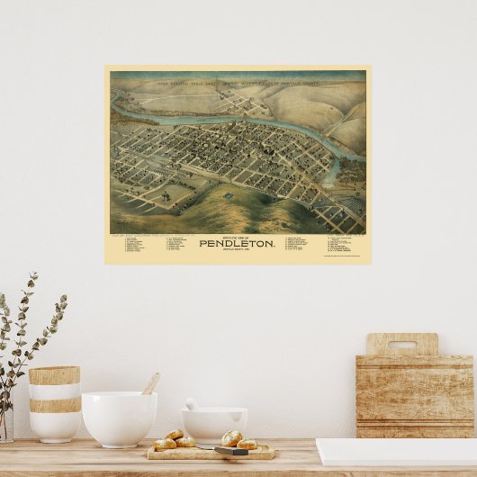 Pendleton, OF Panoramische Kaart - 1890's Poster (Keuken)