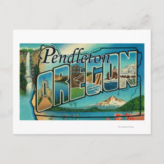 Pendleton, Oregon - Grote Letter-scènes Briefkaart (Voorkant)