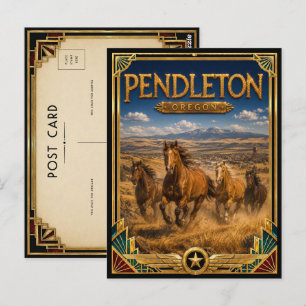 Pendleton Oregon Vintage Art Deco Gouden Tijdperk Briefkaart