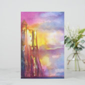 PENDRAGON Medieval Castle, Lake Sunset, Fantasy Briefpapier (Staand voorkant)