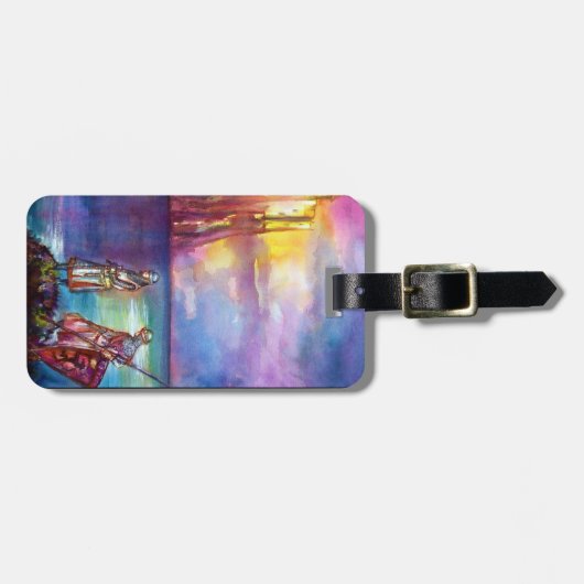 PENDRAGON Medieval Knachten, Lake Sunset, Fantasy Bagagelabel (Voorkant horizontaal)