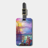 PENDRAGON Medieval Knachten, Lake Sunset, Fantasy Bagagelabel (Voorkant verticaal)