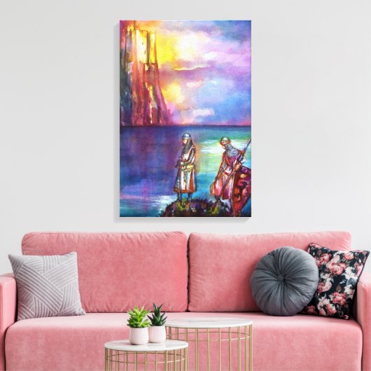 PENDRAGON Medieval Knachten, Lake Sunset, Fantasy Canvas Afdruk (Insitu (Woonkamer))