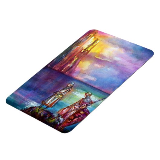 PENDRAGON Medieval Knachten, Lake Sunset, Fantasy Magneet (Linkerzijde)