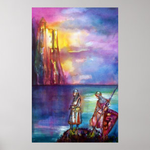 PENDRAGON Medieval Knachten, Lake Sunset, Fantasy Poster