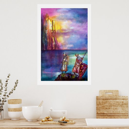 PENDRAGON Medieval Knachten, Lake Sunset, Fantasy Poster (Keuken)