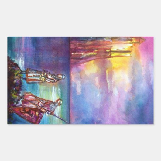 PENDRAGON Medieval Knachten, Lake Sunset, Fantasy Rechthoekige Sticker (Voorkant)