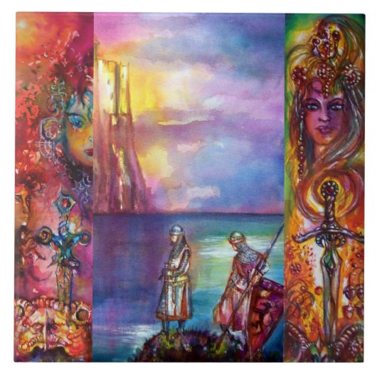 PENDRAGON Medieval Knachten, Lake Sunset, Fantasy Tegeltje (Voorkant)