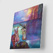 PENDRAGON Medieval Knachten, Lake Sunset, Fantasy Vierkante Klok (Hoek)