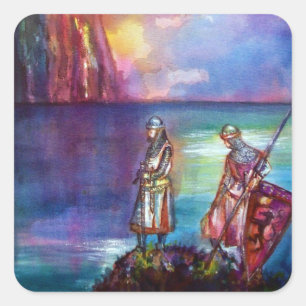 PENDRAGON Medieval Knachten, Lake Sunset, Fantasy Vierkante Sticker