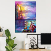 PENDRAGON Middeleeuwse Ridders,Meer Zonsondergang, Poster (Thuiskantoor)