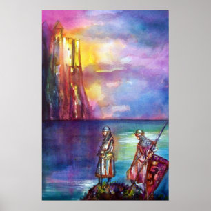 PENDRAGON Middeleeuwse Ridders,Meer Zonsondergang, Poster