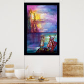PENDRAGON Middeleeuwse Ridders,Meer Zonsondergang, Poster (Keuken)
