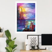 PENDRAGON Middeleeuwse Ridders,Meer Zonsondergang, Poster (Thuiskantoor)