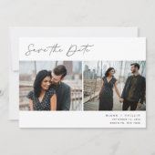 Pened Script | Modern Elegant Two Photo Save The Date (Voorkant)