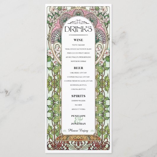 PENELOPE 01 A - Bruiloft Drink Menu 1 (Voorkant)