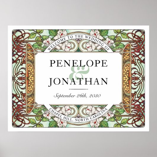 PENELOPE 01 A - Bruiloft Welkomstbord Medium Poster (Voorkant)
