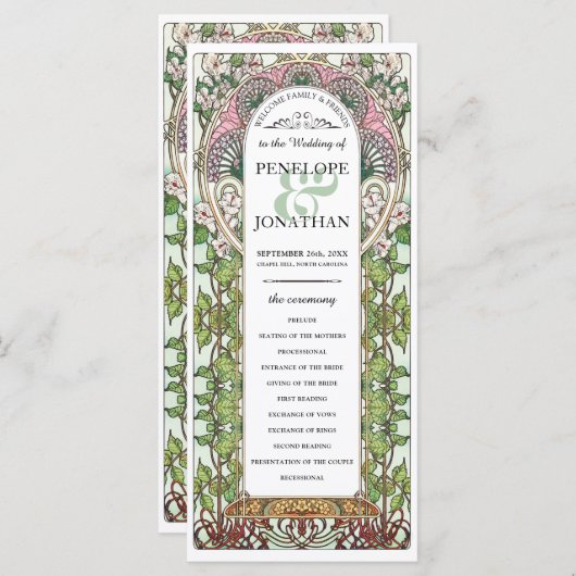 PENELOPE 01 A - Huwelijksprogramma - Art Nouveau Programmakaart (Voorkant / Achterkant)