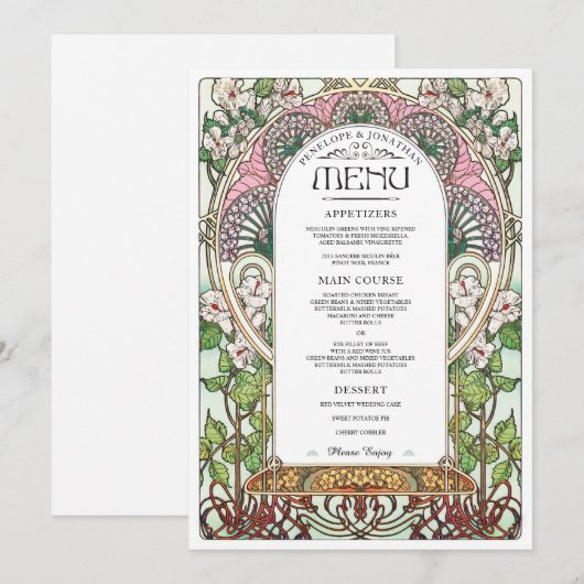 PENELOPE 01 A - Huwelijksvoeding Menu 2 (Voorkant / Achterkant)