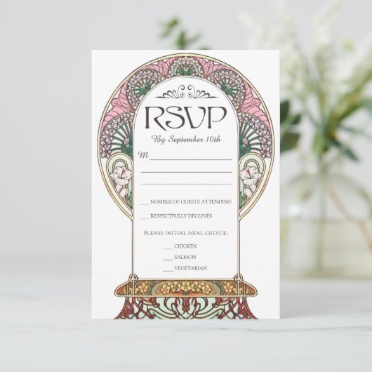 PENELOPE 01 A - RSVP Card 1 - Kleurrijke Art Nouve (Staand voorkant)