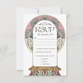 PENELOPE 01 A - RSVP Card 1 - Kleurrijke Art Nouve Kaartje
