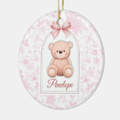 Penelope | Aangepaste Roze Teddybeer Nursery Desig Keramisch Ornament (Links)