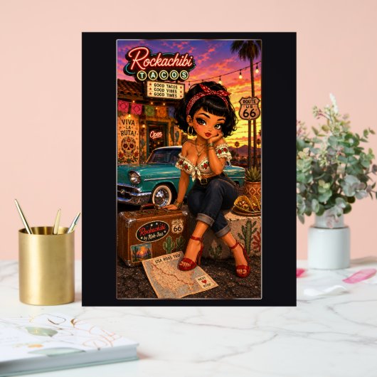 Penelope Chibi Rockabilly Acryl Bord (Huwelijk)
