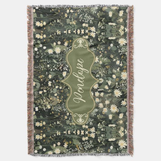 Penelope Dark Daisy Floral Deken (Voorkant Verticaal)