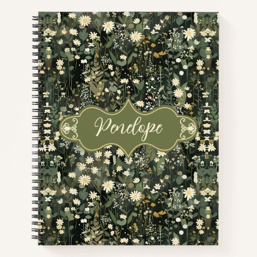 Penelope Dark Daisy Floral Deluxe Notitieboek (Voorkant)