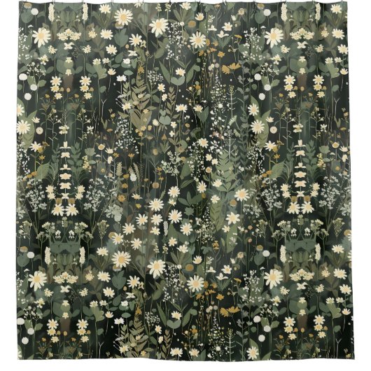 Penelope Dark Daisy Floral Douchegordijn (Voorkant)