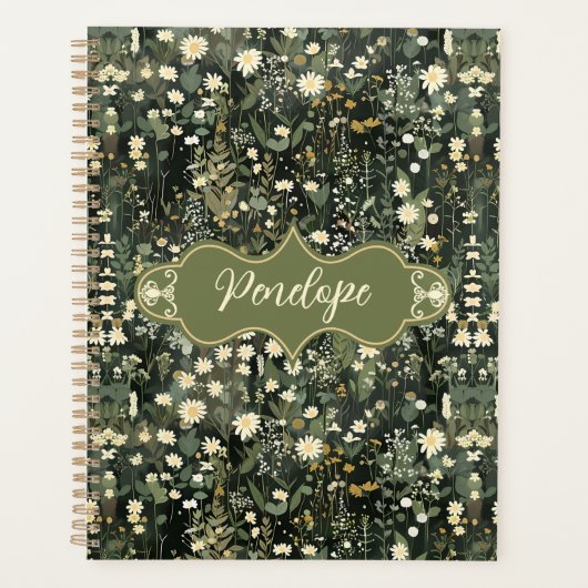 Penelope Dark Daisy Floral Planner (Voorkant)