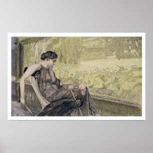 Penelope die een schuur weeft voor Laertes haar va Poster