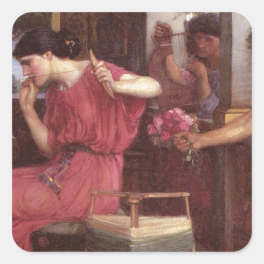 Penelope en de gitaren - John William Waterhouse Vierkante Sticker (Voorkant)