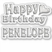 Penelope Happy Birthday silver Aufkleber Sticker (Voorkant)