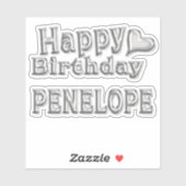 Penelope Happy Birthday silver Aufkleber Sticker (Vel)