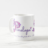 Penelope-naam betekent hartbloem P monogram mok (Voorkant links)