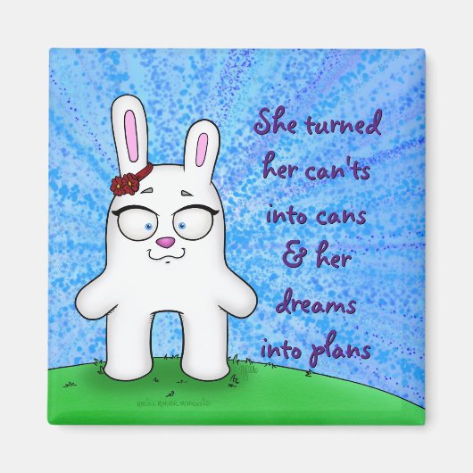 Penelope the Bunny, magneet w/quote (Voorkant)