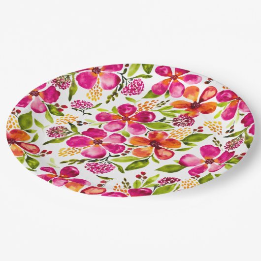 Penelope Watercolor Bloemendesigner Papieren Bordje (Gekanteld)