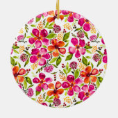 Penelope Waterverf Floral Gepersonaliseerd Holiday Keramisch Ornament (Achterkant)