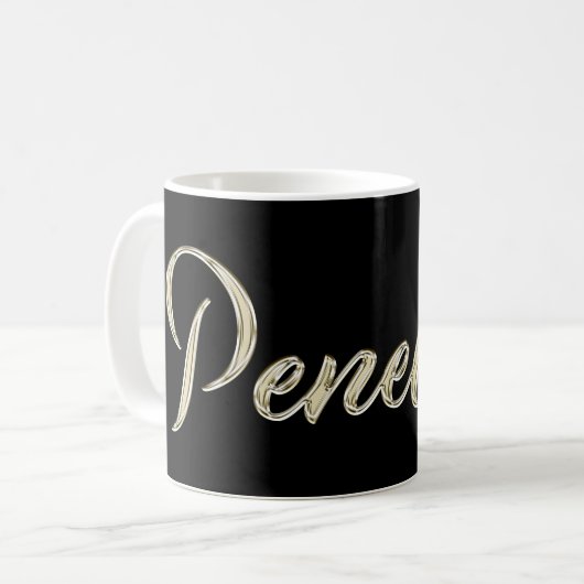Penelope white gold Handwriting Tasse Kaffeetasse Koffiemok (Voorkant links)
