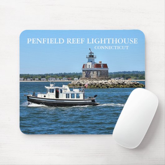 Penfield Reef Lighthouse, Connecticut Mousepad Muismat (Met muis)