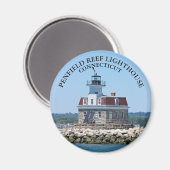 Penfield Reef Lighthouse CT Round Magnet (Voorkant / Achterkant)