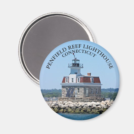 Penfield Reef Lighthouse CT Round Magnet (Voorkant / Achterkant)