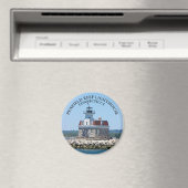 Penfield Reef Lighthouse CT Round Magnet (Insitu (Vaatwasser))