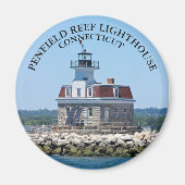 Penfield Reef Lighthouse CT Round Magnet (Voorkant)