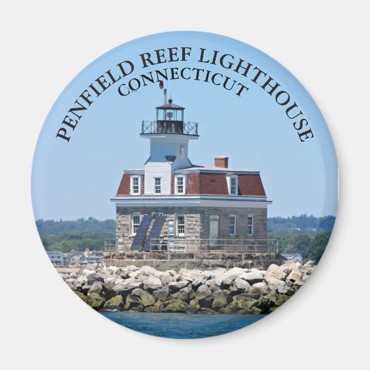 Penfield Reef Lighthouse CT Round Magnet (Voorkant)