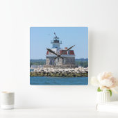 Penfield Reef Lighthouse, CT Square Wall Clock Vierkante Klok (Huis)