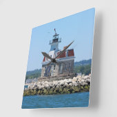Penfield Reef Lighthouse, CT Square Wall Clock Vierkante Klok (Hoek)