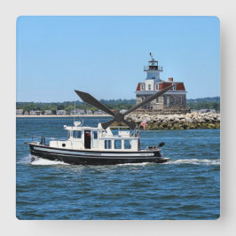 Penfield Reef Lighthouse, CT Square Wall Clock Vierkante Klok