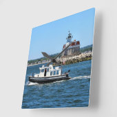Penfield Reef Lighthouse, CT Square Wall Clock Vierkante Klok (Hoek)